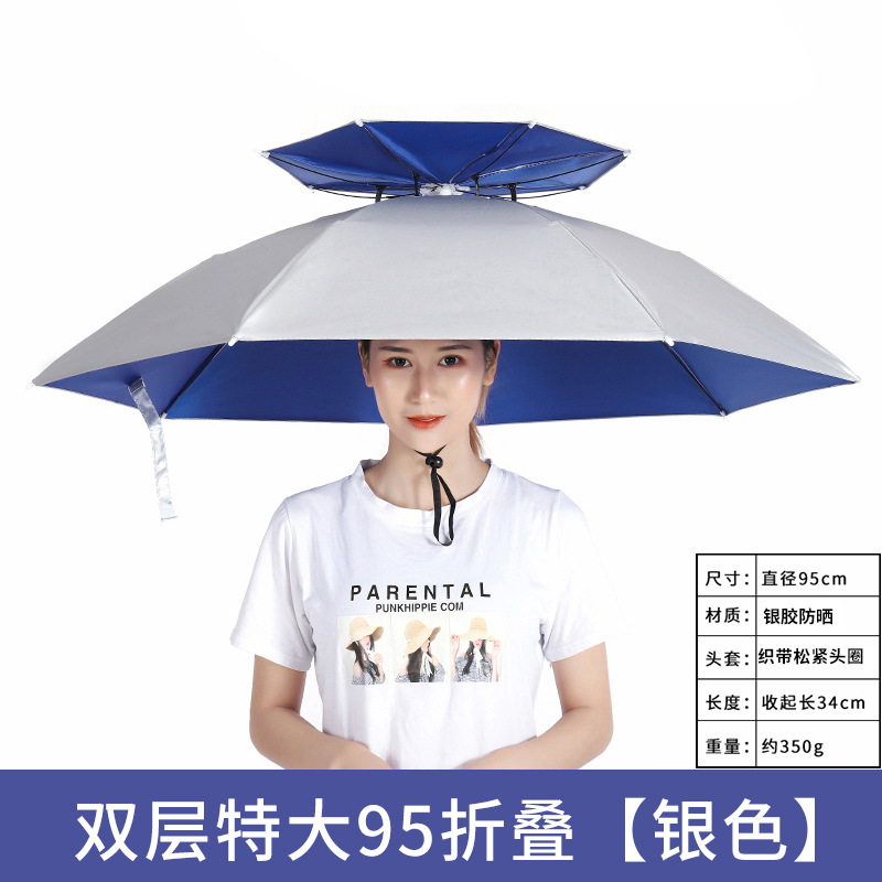 Picture of Large wholesale double-layer wind-resistant sturdy umbrella cap large folding dual-use sturdy sunshade umbrella custom advertising