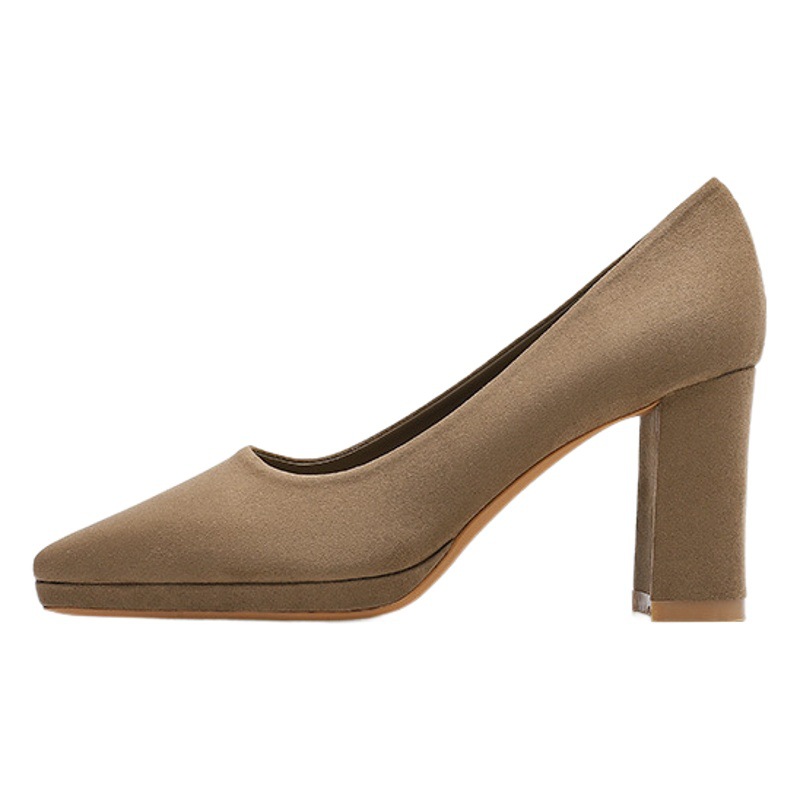 8099-3 Waterproof Platform High Heels Women's 2025 Autumn New Pointed Thick Heel High Heels Women's Slip-on Women's Shoes