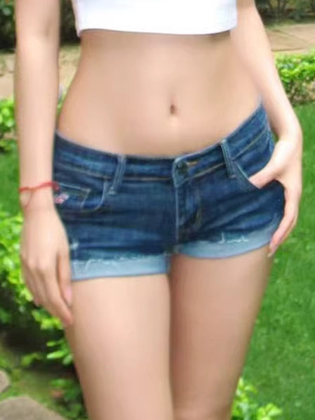 Summer Denim Shorts Women's Ultra-low Waist Navel Exposure Sexy Tight Slimming Hip Sexy Millennial Hot Girl Curled Shorts