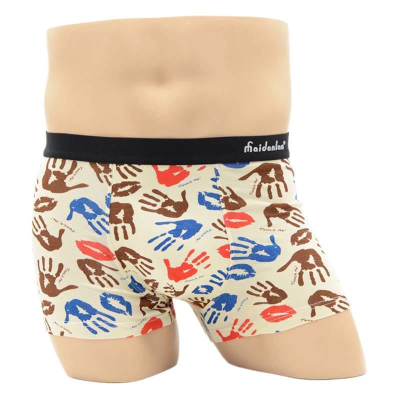 Cross-border Four Seasons Pure Model Cotton Ice Silk Texted Breathable Boxers Teenager Boxer Shorts Men's Underwear