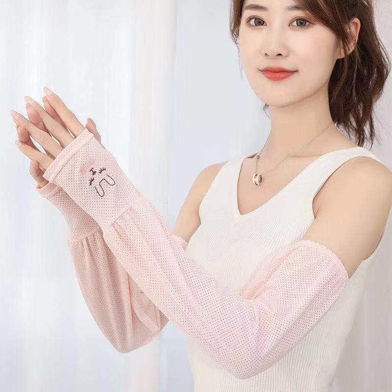 Picture of Summer Soft Rabbit Ice Sleeve Sun Protection Versatile Fashion Cycling Gray Outdoor Sleeve