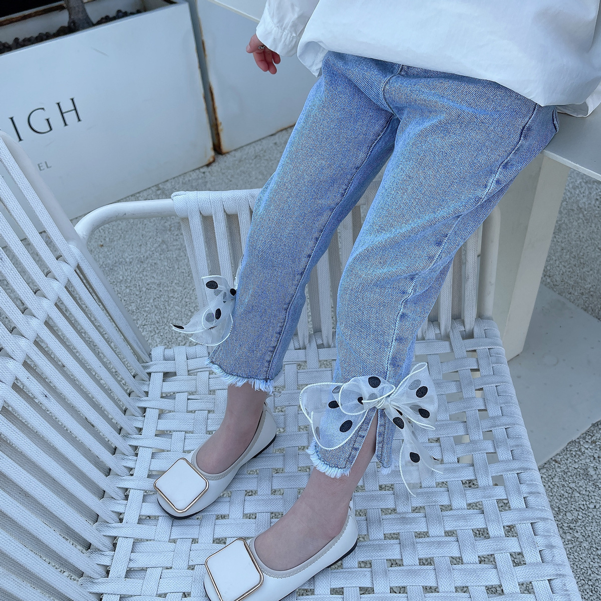 Picture of Girls' Pants Korean Jeans Women's Micro Denim Pants Fashion Split Stretch Girls' Spring and Autumn Jeans