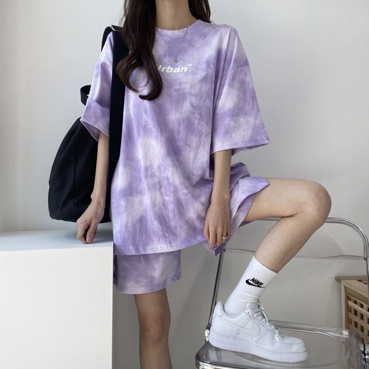Picture of 100 Cotton Short-sleeved Shorts Sports Two-piece Suit Women's Summer Plus-sized Korean-style Casual Running Loose