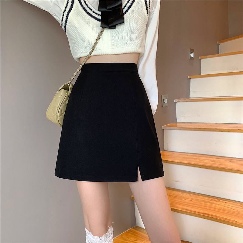 2022 spring and summer new high waist side split skirt women's A- line skirt chubby girl plus size skirt hip skirt tide