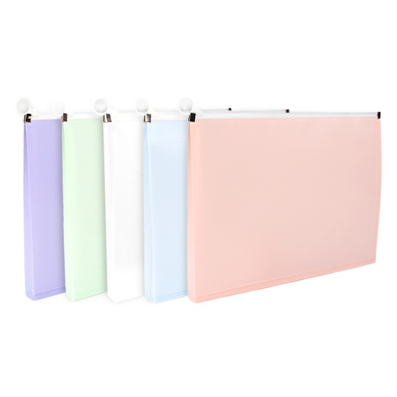 ins Morandi Edge Bag Frosted a4 Plastic Zipper Document Bag Stereo Transparent Pencil Bag Stationery Storage Bag