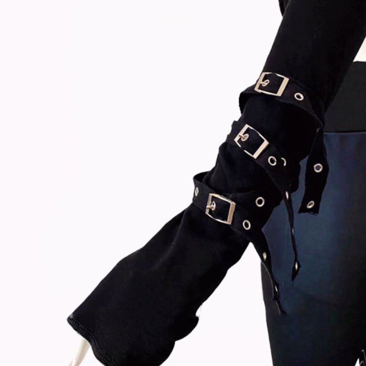 Harajuku lolita Cyberpunk Gothic Wasteland Style Black Sleeves Lace-up Hand Sleeves Sexy Cool Fingerless Gloves