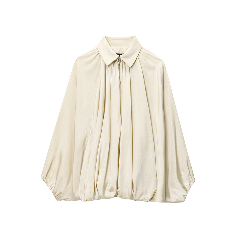 Picture of Women's Solid Color Fashion Puff Shirt Jacket Coat 2025 Spring and Autumn New European and American Style Lapel Long Sleeve Top