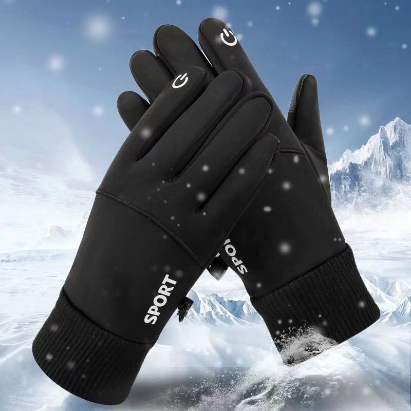 Touch Screen Gloves Men's Winter Warm fleece-lined Windproof Waterproof Riding Winter Women's Driving Cold-proof Outdoor Motorcycle