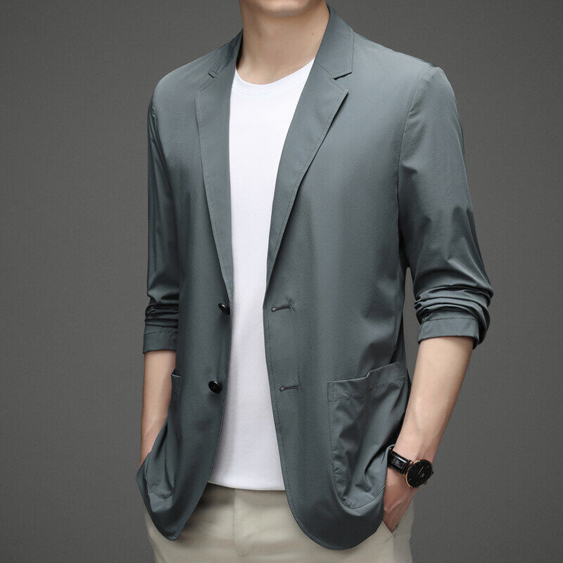 Gs656 2025 Spring and Summer Four-Way Elastic Ultra-Thin Casual Ice Silk Single-Layer Sun Protection Quick-Drying Breathable Elastic Small Suit