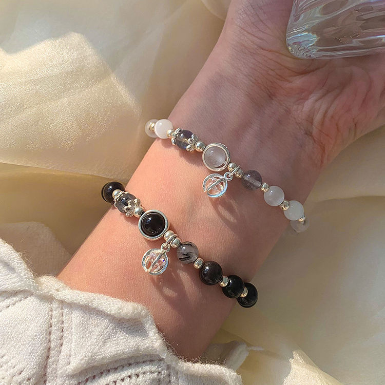 New Imitation Natural White Moonlight Obsidian Crystal Girl's Bracelet Fashion Hundred Arch Bracelet for Girlfriends Gift Bracelet