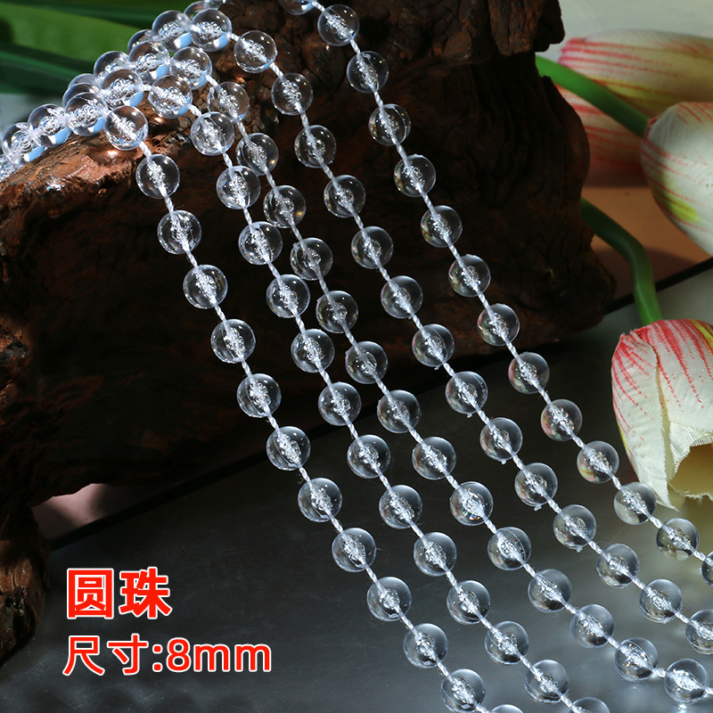 Picture of Acrylic Imitation Crystal Bead Curtain Living Room Decorative Transparent Line Curtain Bead Chain Ceiling Window Curtain Wedding Decoration