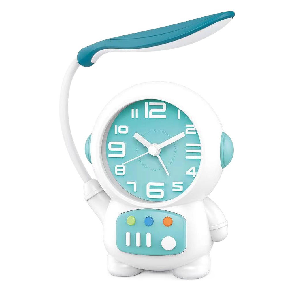 Star Astronaut Alarm Clock Table Lamp Integrated Cartoon Clock Ornament Student Wake-Up Artifact Learning Bedside Led Lamp