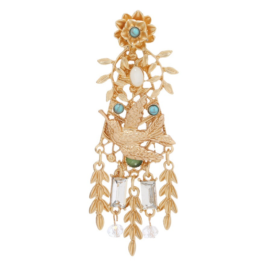 Vintage Dummy Golden Swallow Brooch Light Luxury Wheat Ear Tassel Flower Pin Women's Suit Jacket Pin