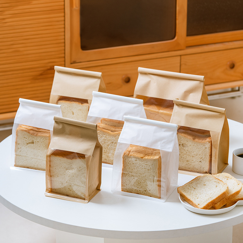 Wholesale 450g Sliced Toast Packaging Bag Bread Kraft Paper Bag Baking Packaging Bag Toast Bread Roll Bags