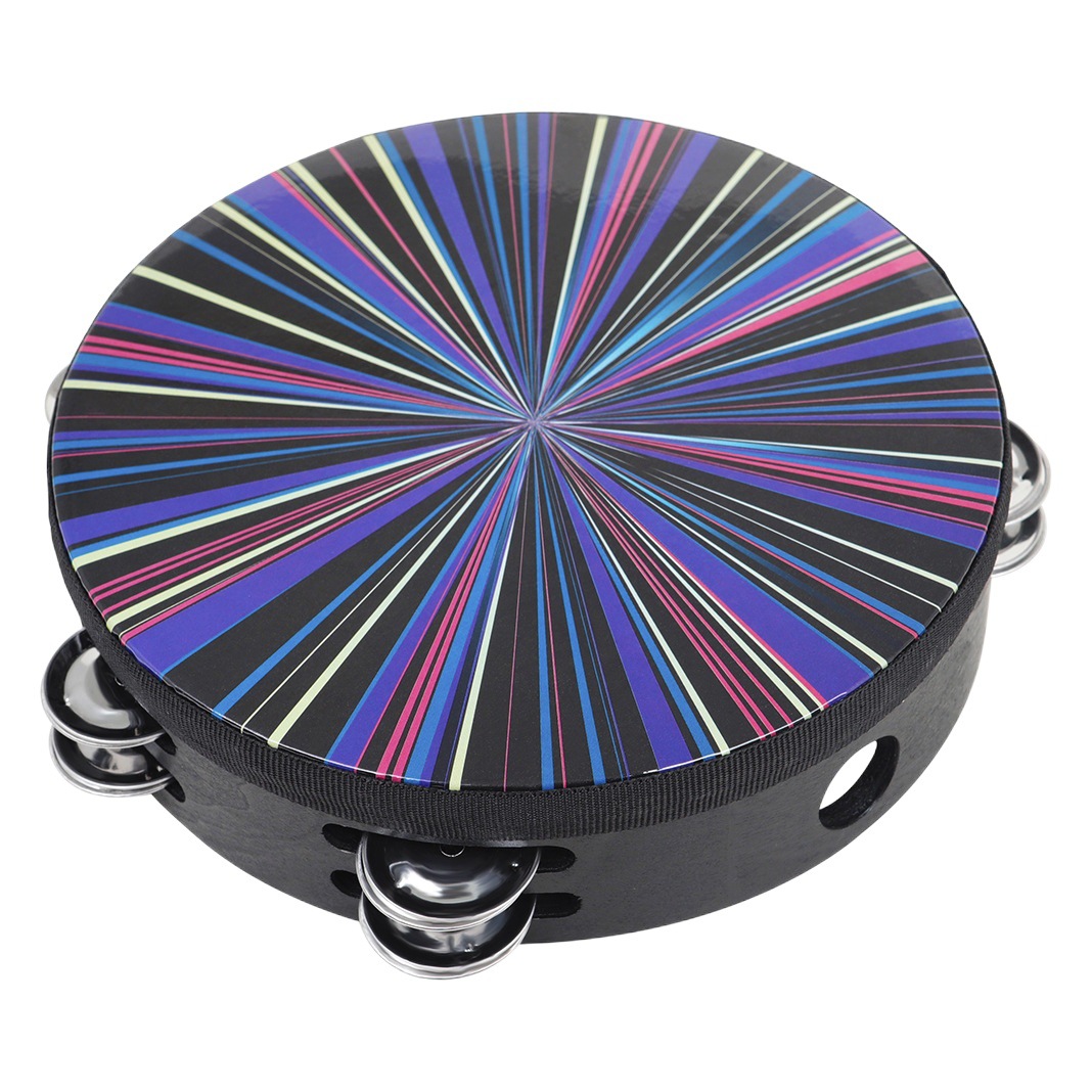 Percussion 8-inch double-row hand-cranked tambourine colorful laser hand-clapped drum kindergarten Xinjiang dance props tambourine