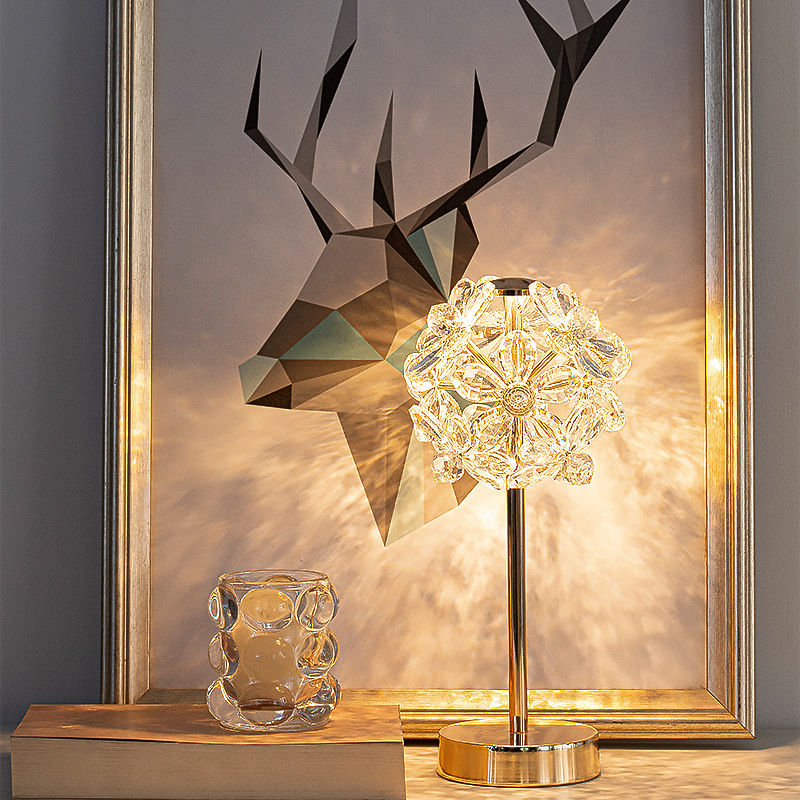 Cross-border exclusive new simple modern bedroom bedside lamp living room study creative decoration dandelion crystal table lamp