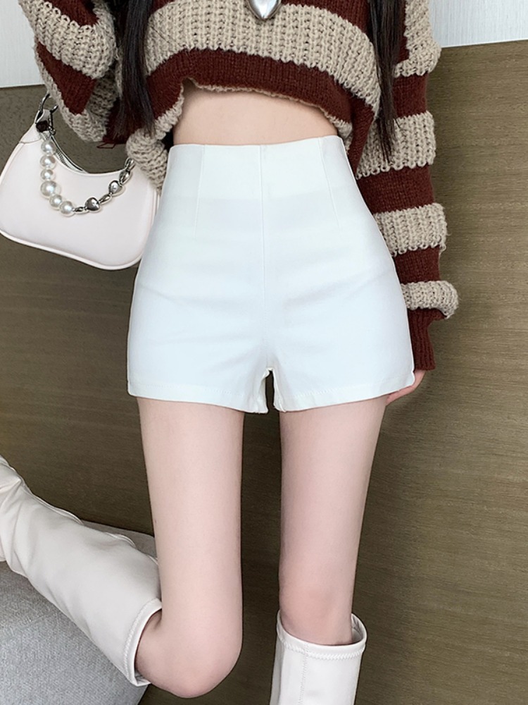 White Suit Shorts Women's Summer Outer Wear High Waist A- Shown Tight 2024 Small Anti-Light Safety Bottoming Hot Pants