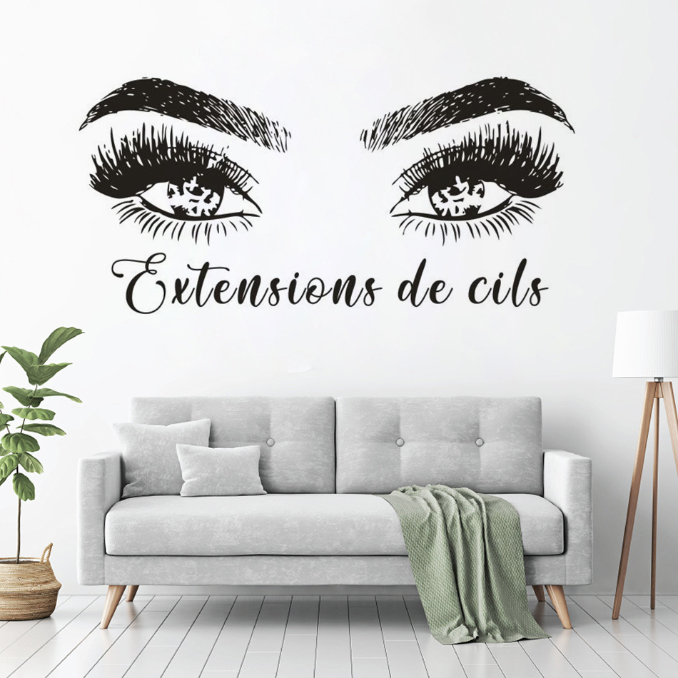 Extensions de cils a pair of long eyelash eyes personalized carved wall stickers
