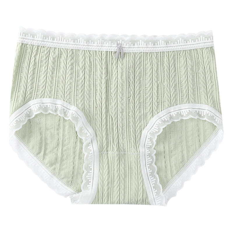 Seamless Women's Mid-Waist Panties Made of Polylactic Acid with Lace Trim, Bowknot Briefs for Girls, Breathable and Seamless, Butt-Lifting