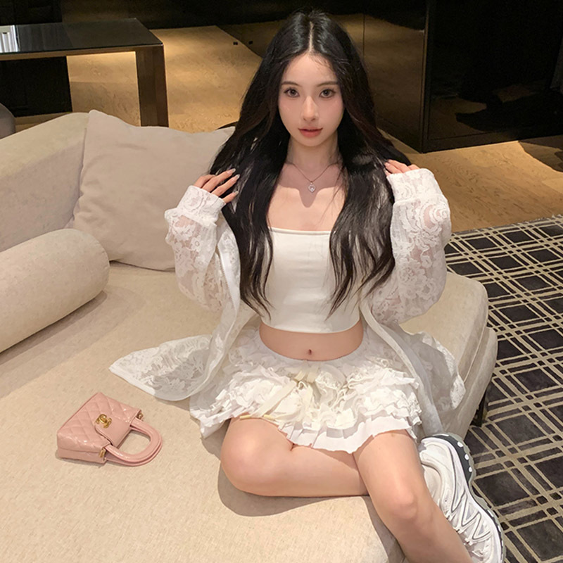 Picture of Foreign Trade Cross-Border Design Thin Long-Sleeved Sun Protection Cardigan Lace Hooded Jacket Women's Summer Loose Air-Conditioned Room Top