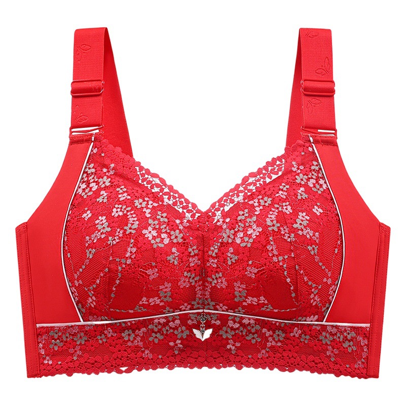New red bra sexy underwear women's birth year wireless wedding gift bridal adjustable bra