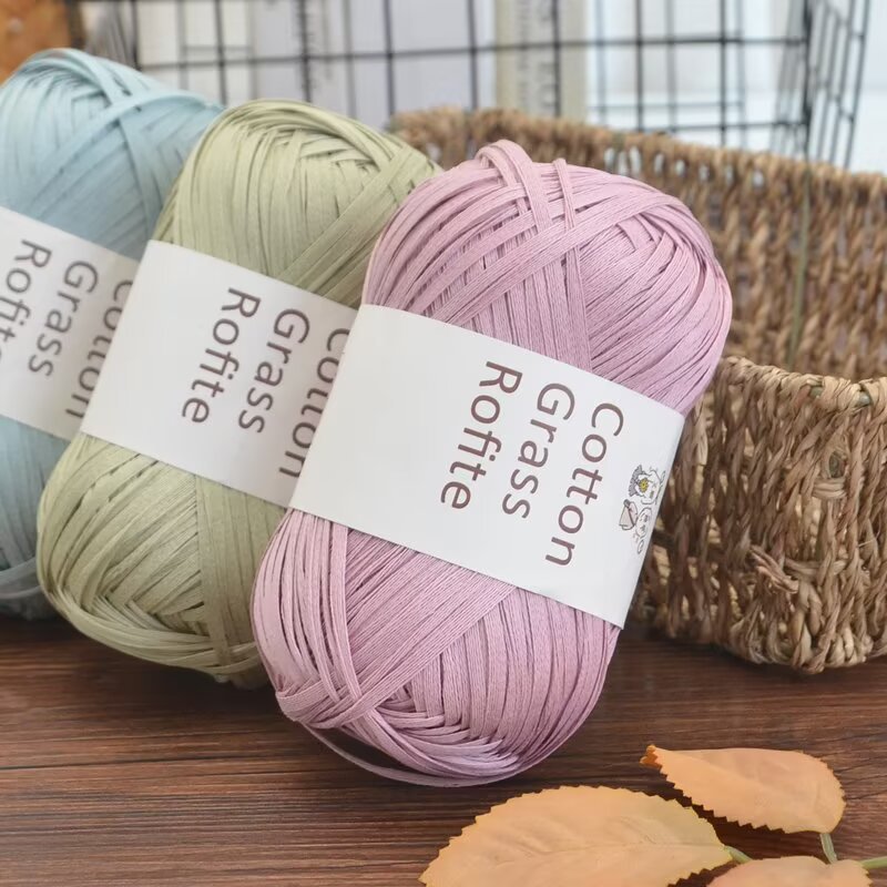 Picture of Pure Cotton Straw Raffia Cotton Straw Thread Weaving Material Summer Straw Hat Thread DIY Hand-Woven Crochet Bag Thread