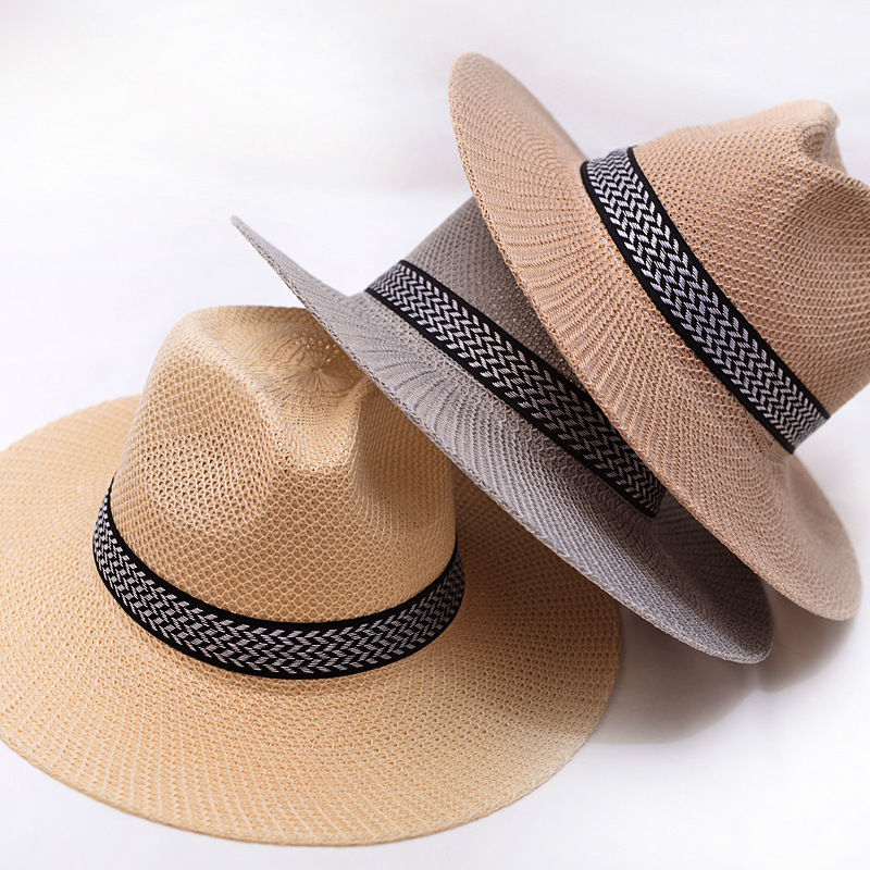 Picture of Farmer Straw Hat Summer Outdoor Men's Sunscreen Sun Hat Breathable Cool Hat Men's Fishing Straw Hat Middle-aged and Elderly Fisherman Hat