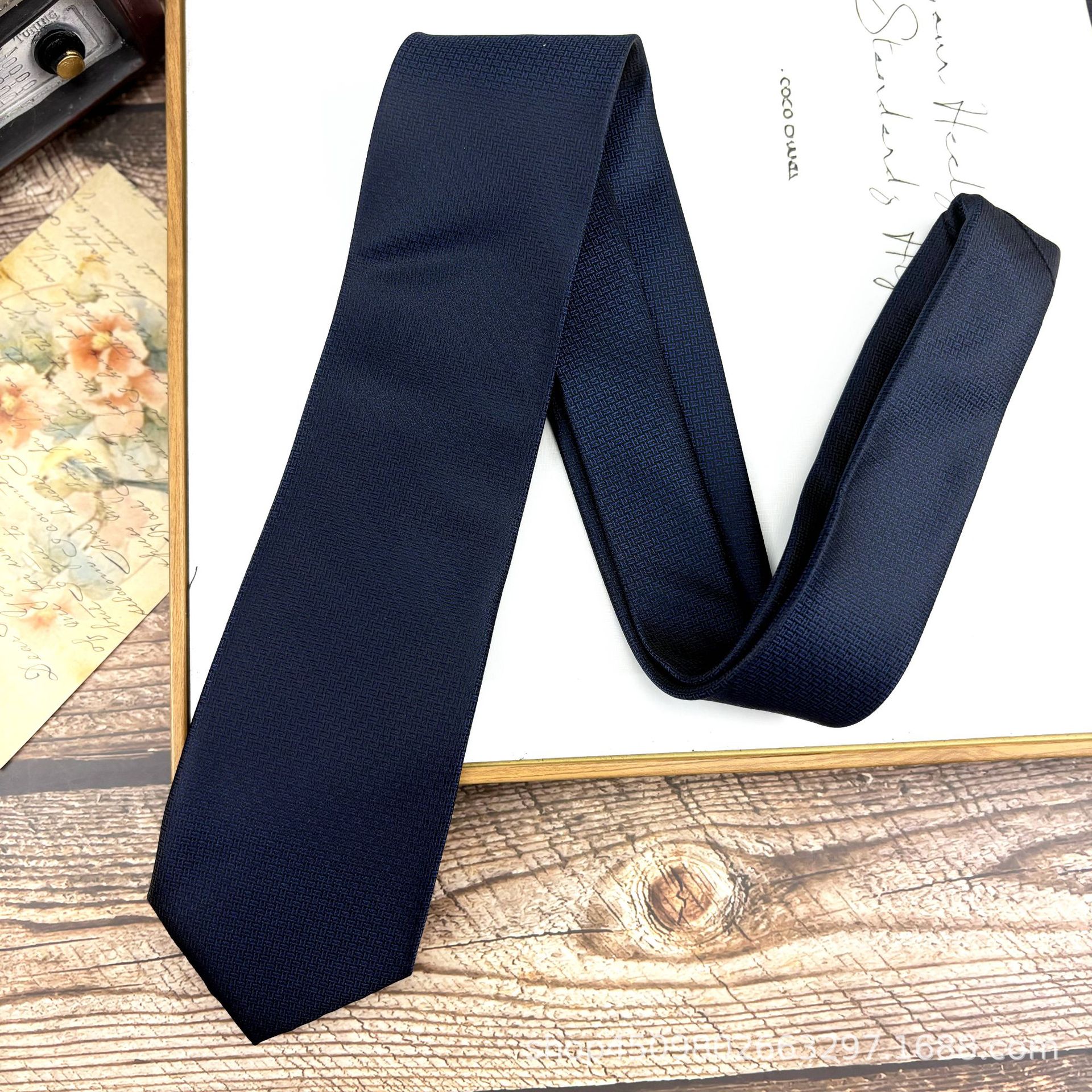 Picture of Retro Casual Clear Color Texture Tie Solid Color Men's Professional Dress Gentleman Working Groom Wedding Cafe Green