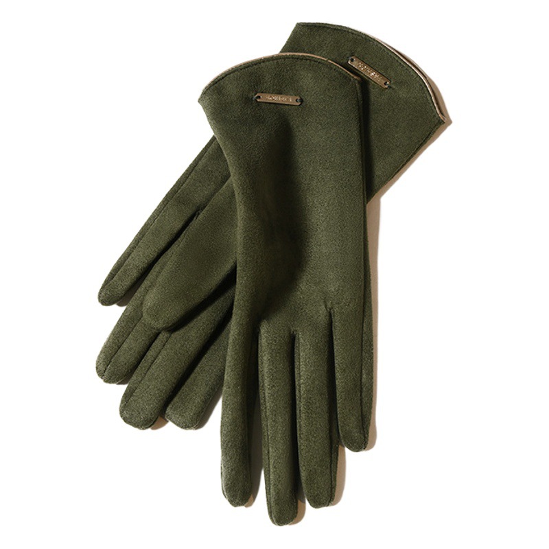 Japanese Gloves Winter Women's fleece-lined Thickened Riding Driving Touch Screen Suede Warm Cold-proof Gloves Winter Cross-border