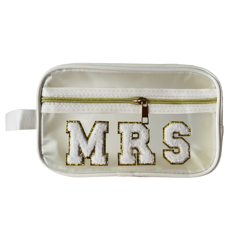 Picture of Amazon hot chenille letter portable transparent cosmetic bag PU portable large capacity storage bag wholesale in stock