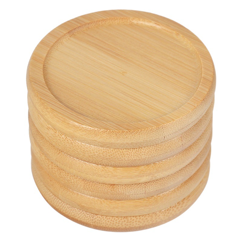 Factory direct wholesale bamboo tea cup pad cup holder tea set accessories insulated round square tea pad can be engraved LOGO