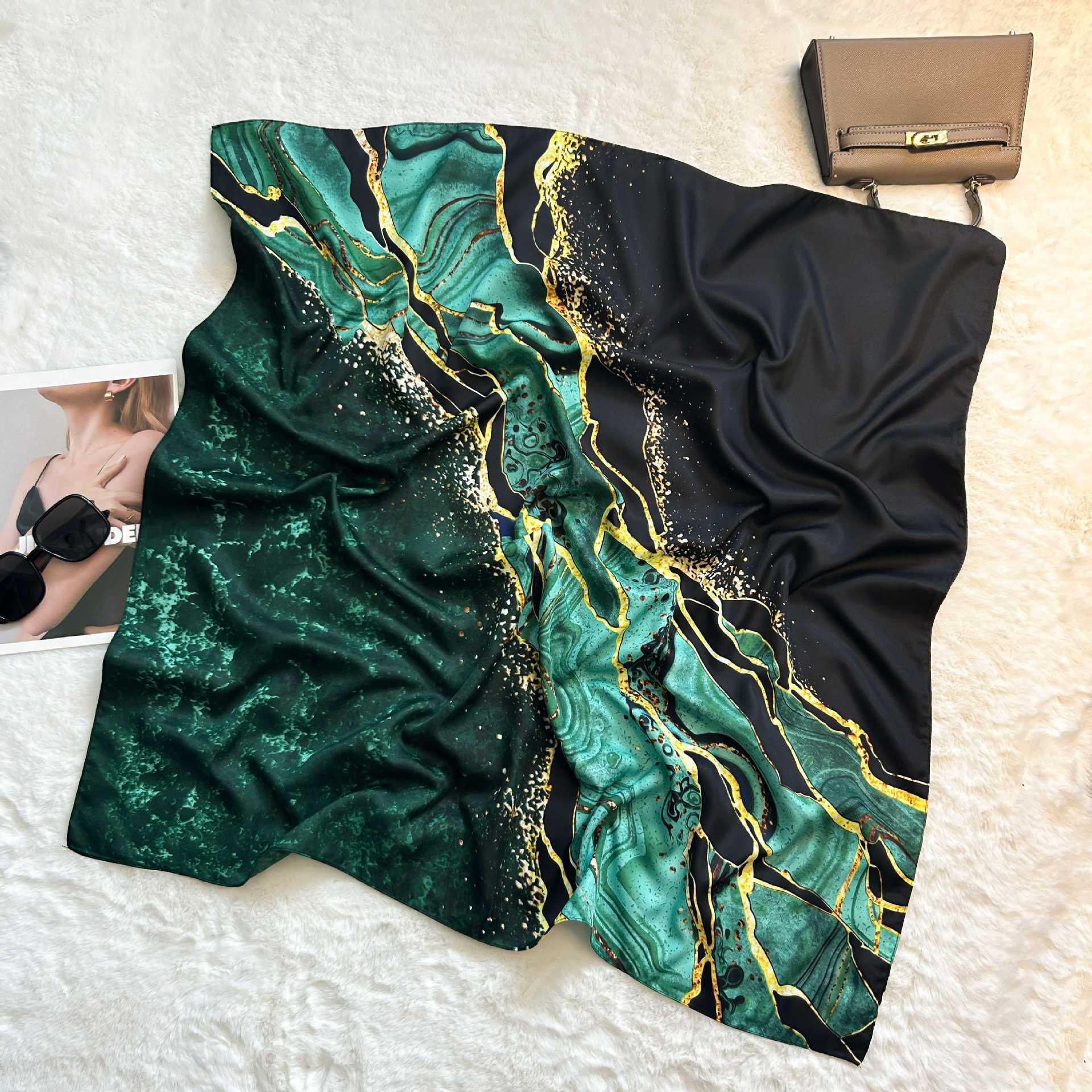 Picture of New 90cm Large Square Silk Elegant High-grade Decorative Shawl Women's Silk Scarf Fashion All-match Professional Scarf