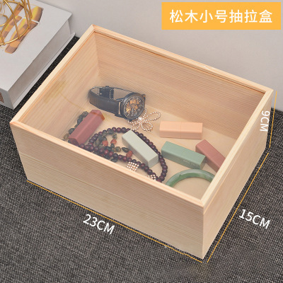 Picture of Customized Transparent Storage Box Desktop Pull-Out Wooden Box Specimen Solid Wood Display Box Souvenir Packaging Box Jewelry Box