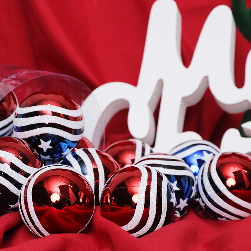 Picture of Cross-border spot 6cm/24 painted ball US flag Christmas ball Christmas tree pendant US Independence Day decorations