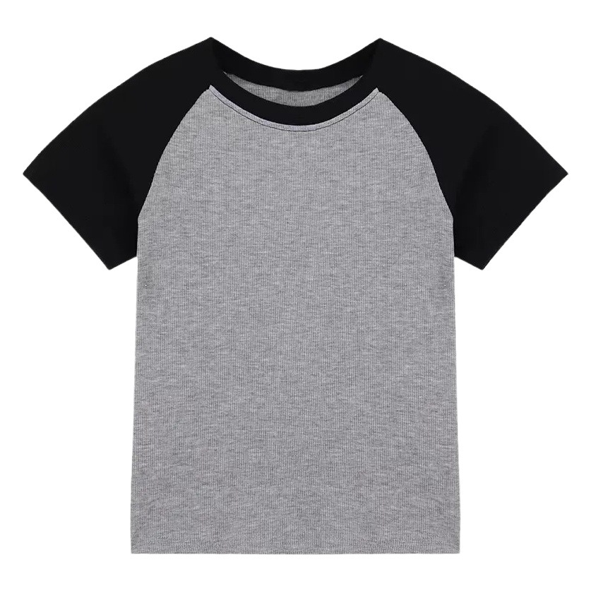 Sweet Cool Slim-fit Slim-fit Contrast Color Top Women's 2024 Summer New Short Short-sleeved Raglan Sleeves Inner T-shirt