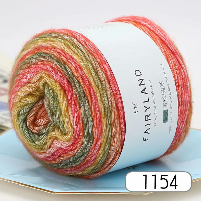 Picture of Cake wool segment dyeing gradient baby children's wool cotton rainbow thread handmade knitting shawl scarf sweater special offer