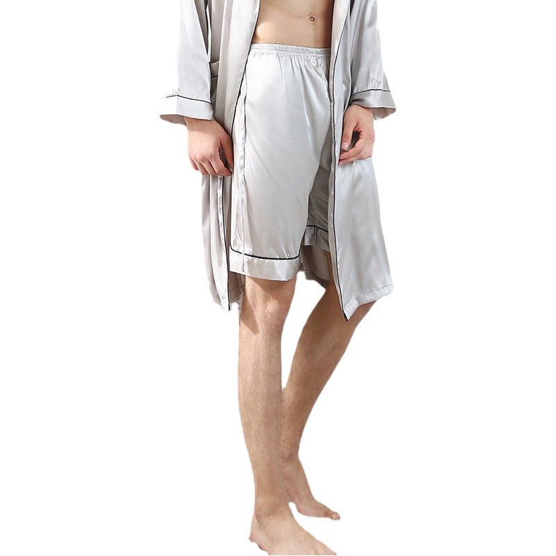 Yaoting Ice Silk Men's Plaid Pajama Shorts Summer Home Casual Men's Corded Pajamas Home Clothes 1342