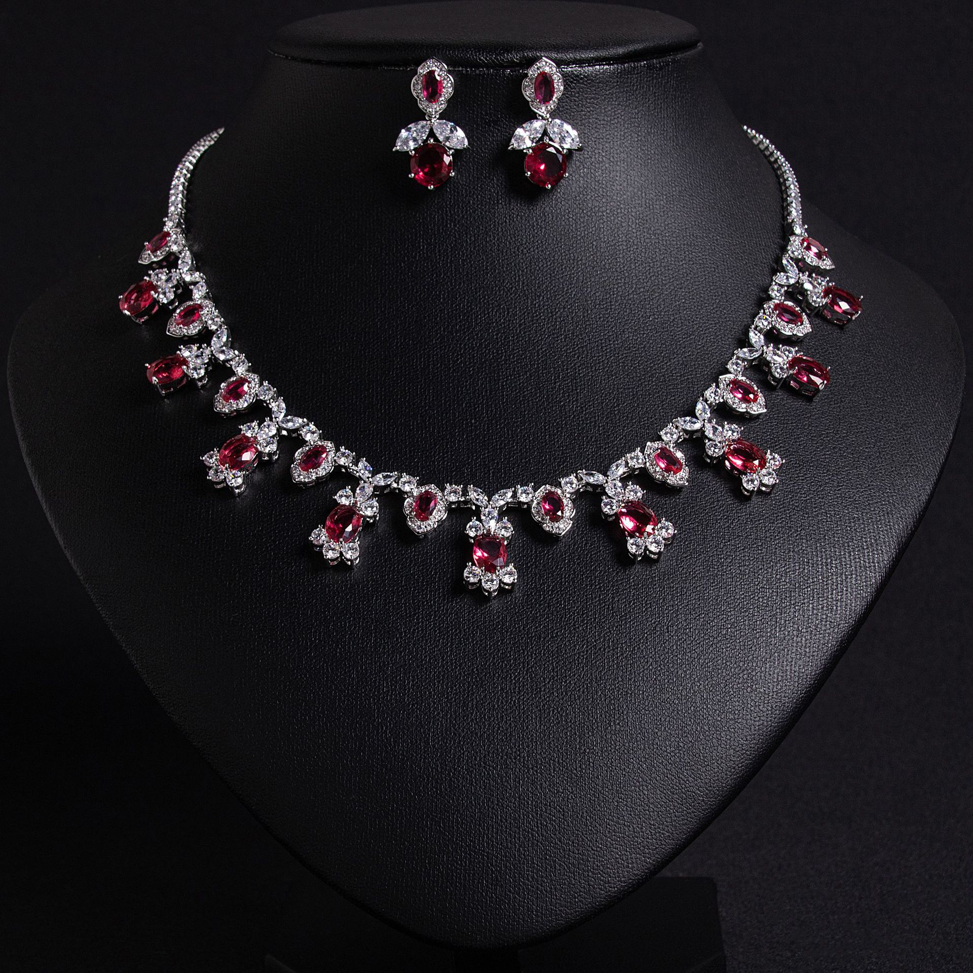 Picture of Foreign trade European and American wedding bride zircon necklace high-end jewelry women's necklace earrings luxury Joker jewelry wholesale
