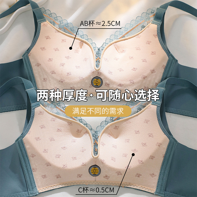 Picture of Green Grass Bra Small Chest Large Gather-up Anti-sagging Lace Adjustable Energy Stone Underwear for Women