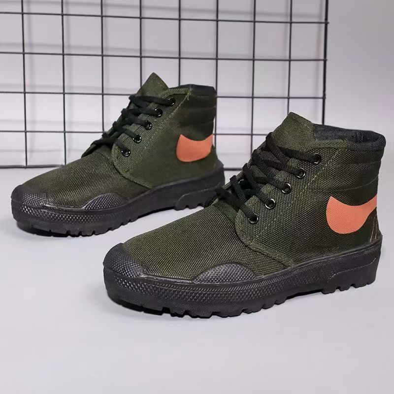 Jiefang shoes wear-resistant men's shoes dirt-resistant breathable non-slip navy blue high-top four-season labor protection shoes farmland work shoes