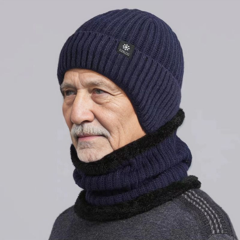 Picture of Winter Warm Hat Cross-Border Men's Knitted Hat Middle-Aged and Elderly Dad and Elderly Hat Plus Velvet Thickened Ear Protection Woolen Hat