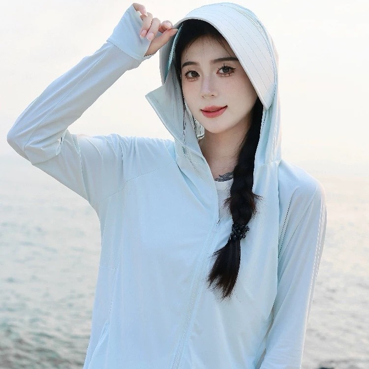 Picture of Nylon Ice-sensitive Sunscreen Clothing Women's Spring and Summer Outdoor UV-resistant Removable Hat Brim Original Yarn Shoulder Sunscreen Clothing