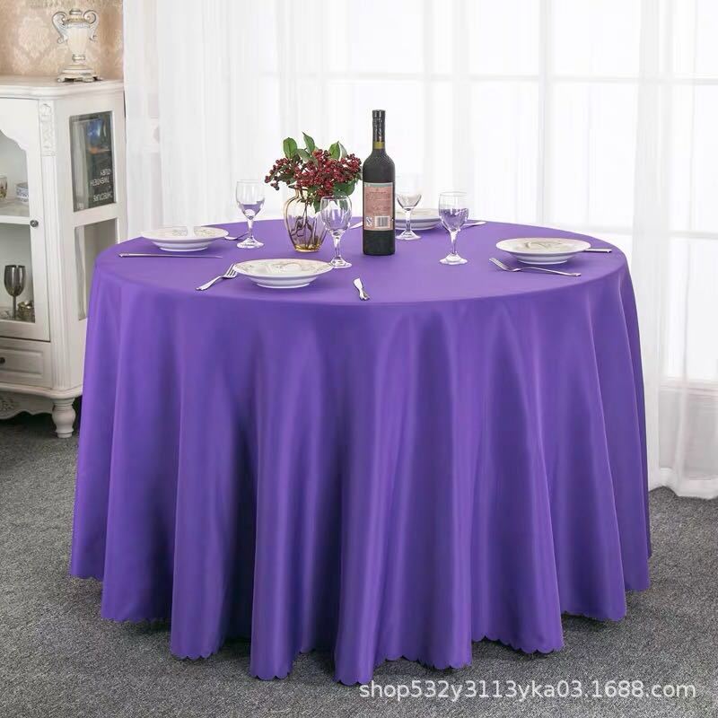Picture of Large Round Table Restaurant Tablecloth Hotel Restaurant Banquet Family Usable Round Wedding European Tablecloth Table Cover Cross-Border
