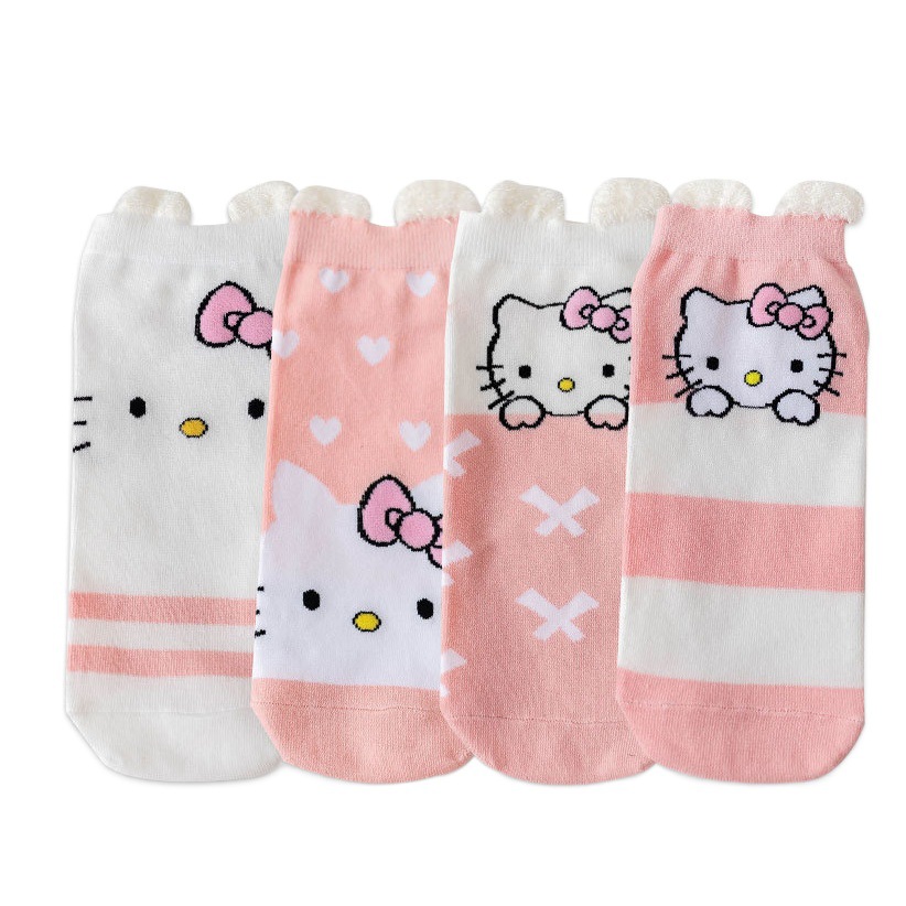 Socks Three-dimensional Ear Short Socks Summer Cute Cartoon Pink Shallow Mouth Instagram Fashionable Japanese Cat Shallow Mouth Socks