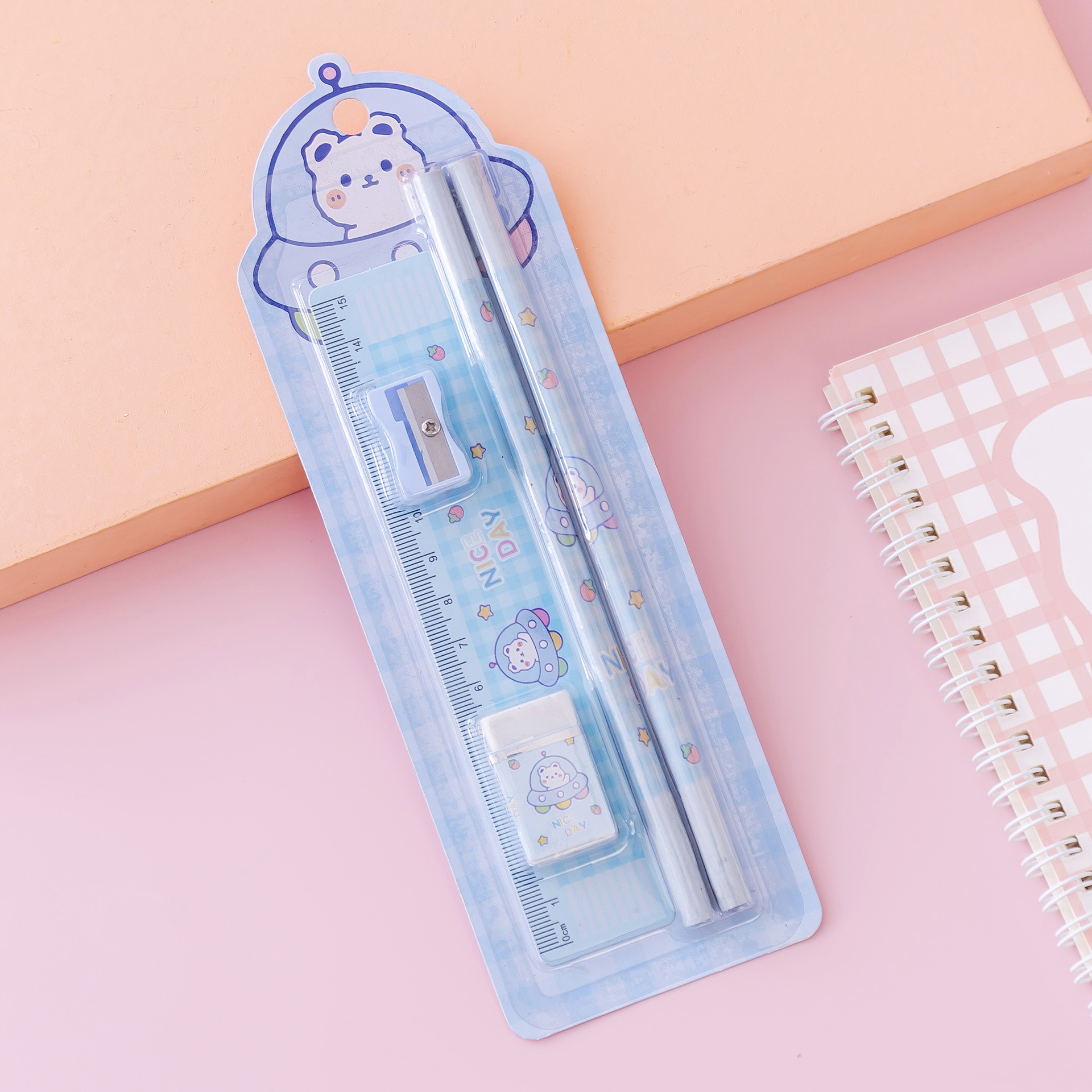 Picture of Children's Day Gift Cartoon Stationery Set Student Pencil Set Original New Five-piece Set Rubber Pencil sharpener