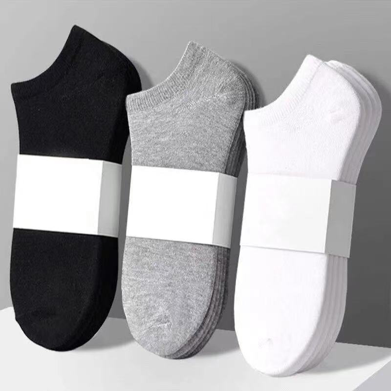 Socks Men's Summer Solid Color Black and White Grey Boat Socks Unisex Low Mouth Breathable Short Socks Low Top Socks