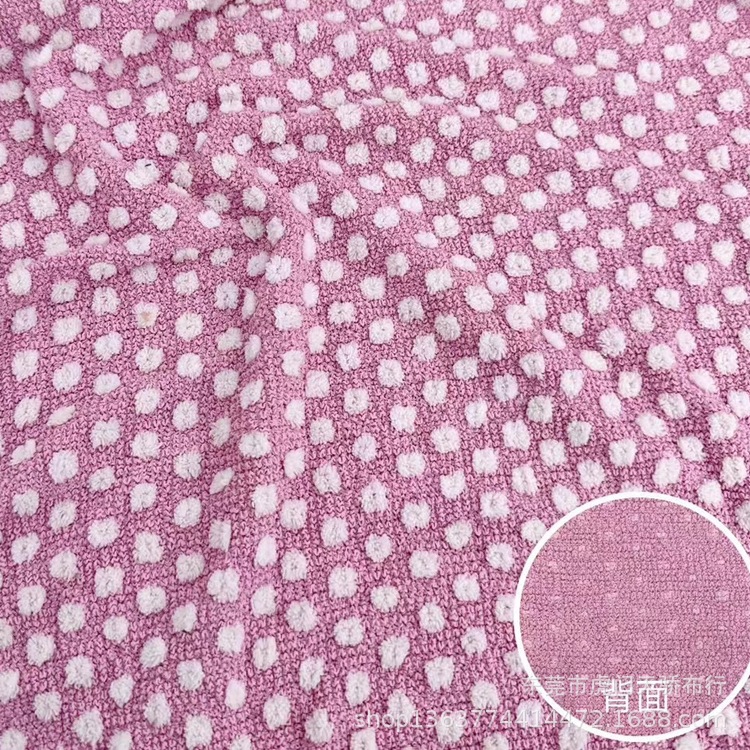 Knitted wrinkle cloth polka dot cut flower cloth 365G double-sided wrinkle cloth cut Flower jacquard colorful world clothing material