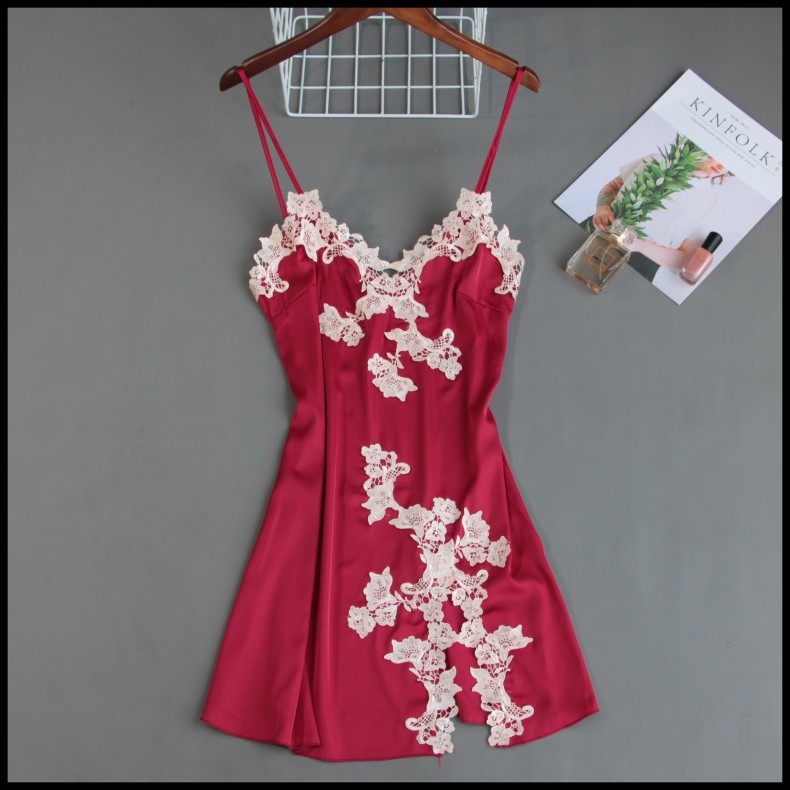 2022 New Summer Women's Pajamas European and American Style Sexy Temptation Backless Sling Nightgown Lace Nightgown