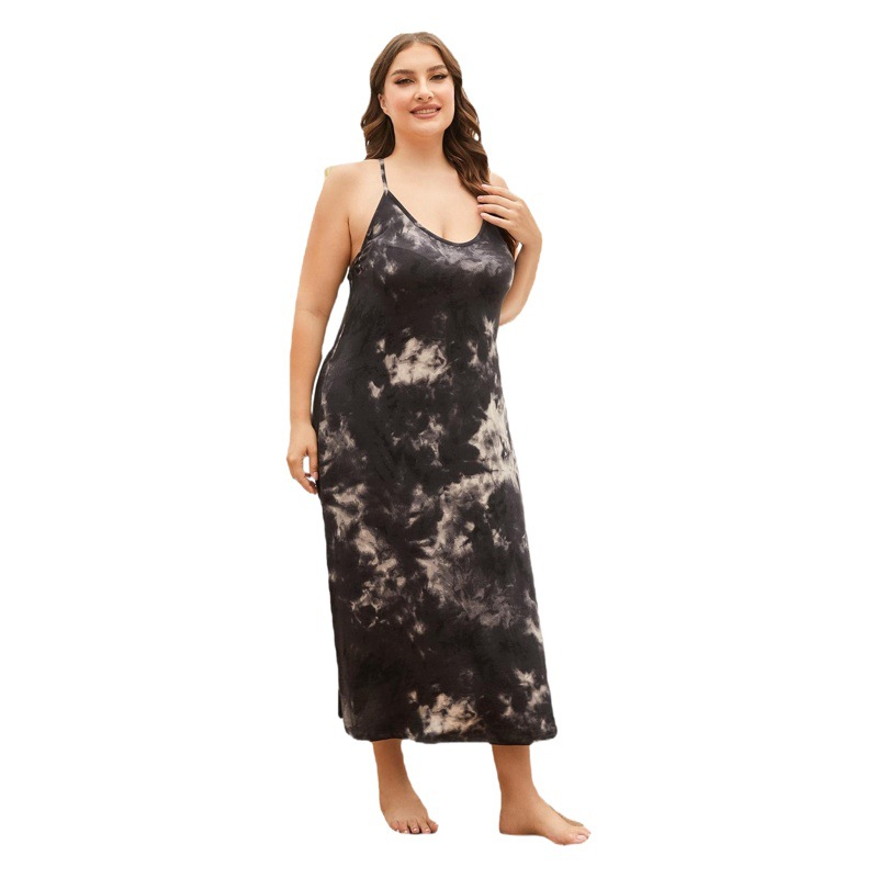 Cross-Border Amazon Plus Size Nightgown Women's Long Suspender 100kg Fat mm Nightgown Dress Export Aliexpress Independent Station