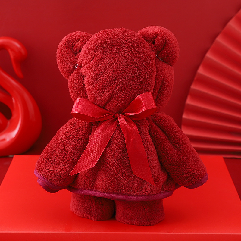 Picture of Wedding companion gift red towel wholesale engagement full moon return gift towel coral fleece towel
